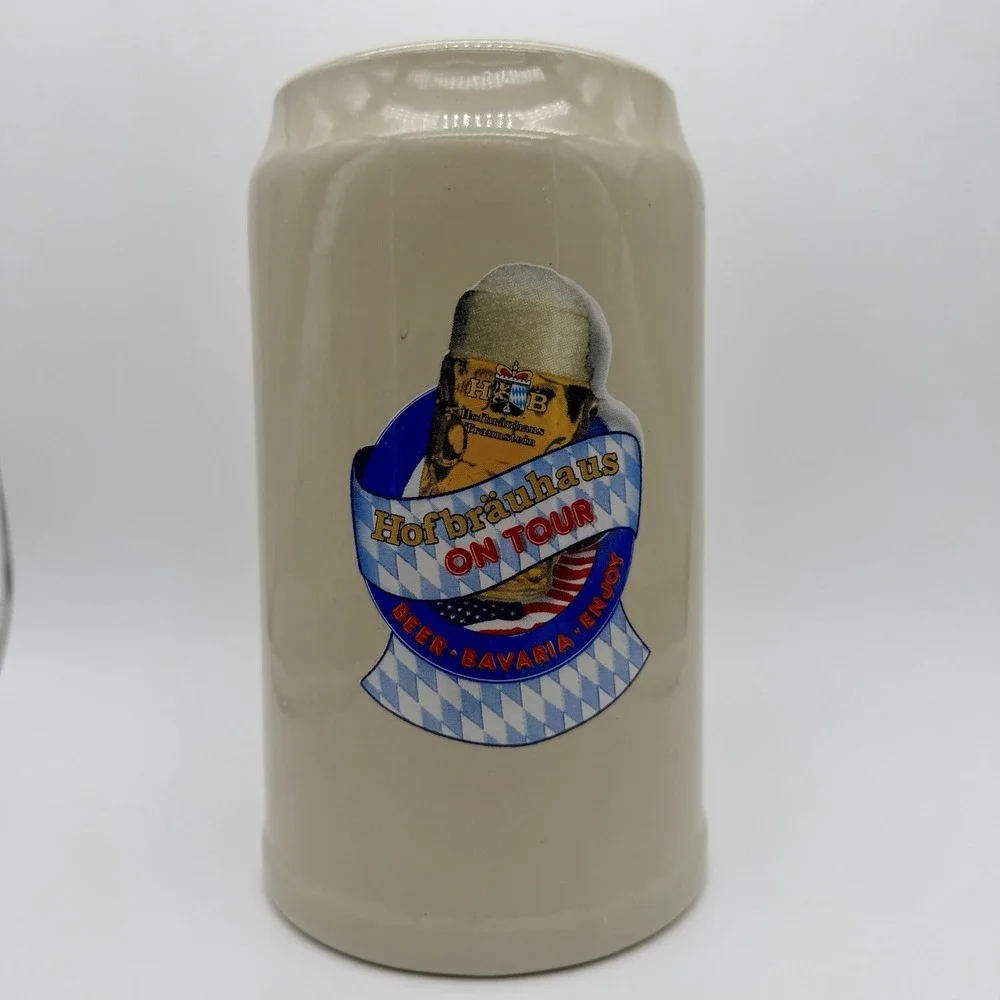 Lot of 2 Hofbräuhaus On Tour Bavaria 1L Ceramic Beer Stein - Made In Germany